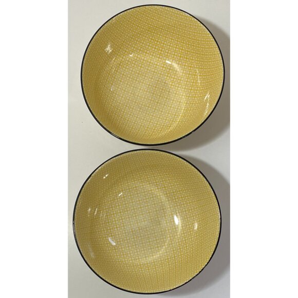 2 Torre & Tagus Yellow Black White Bowls - Picture 3 of 4